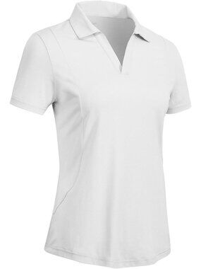 Women's  White Golf Shirts Short Sleeve Dry Fit V Neck Collared Tennis Tops